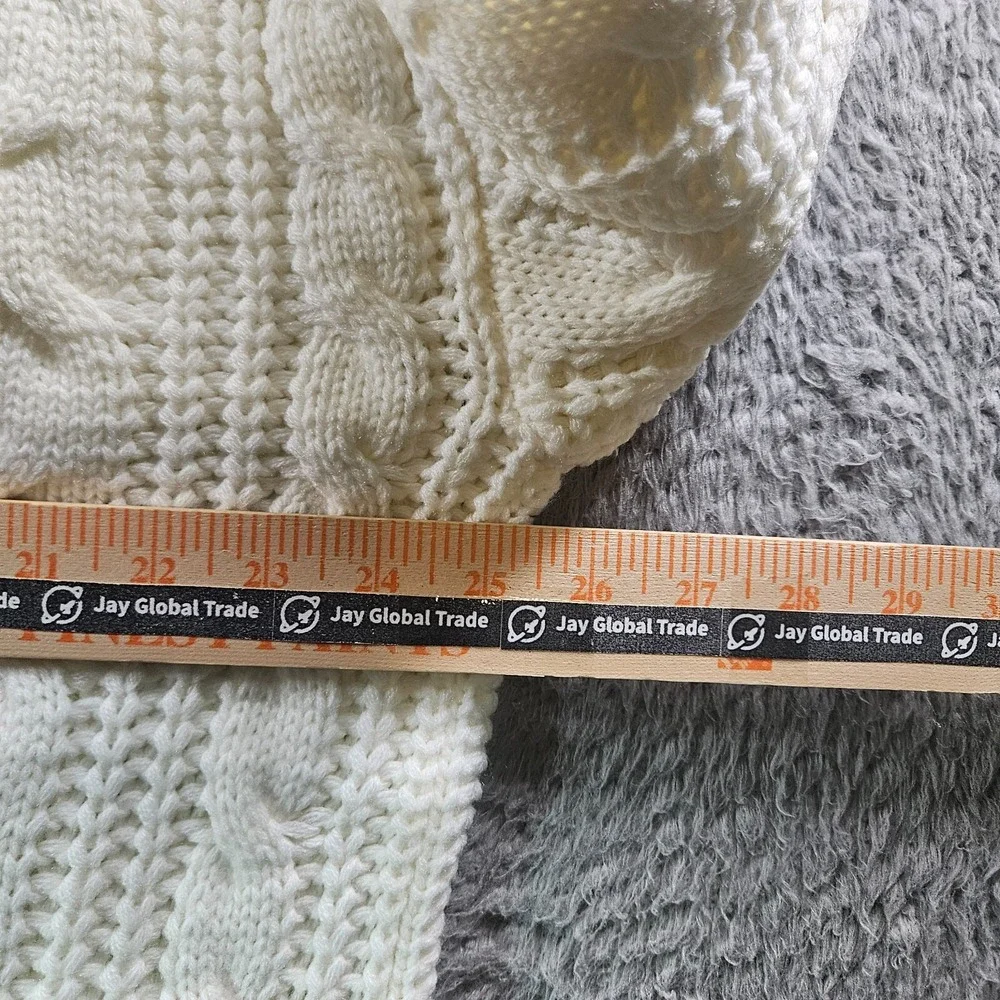 NWOT Sugarlips Sweater Women‎ XL Crew Neck Cable Knit White Preppy